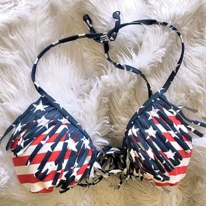 Fringe American flag bikini top